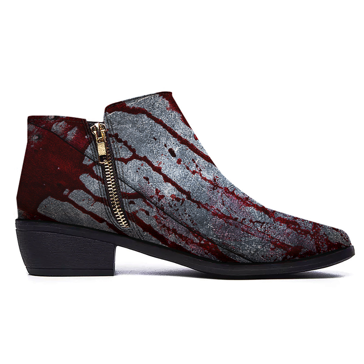 Bloody Metal Wall Print Ankle Boots-grizzshop