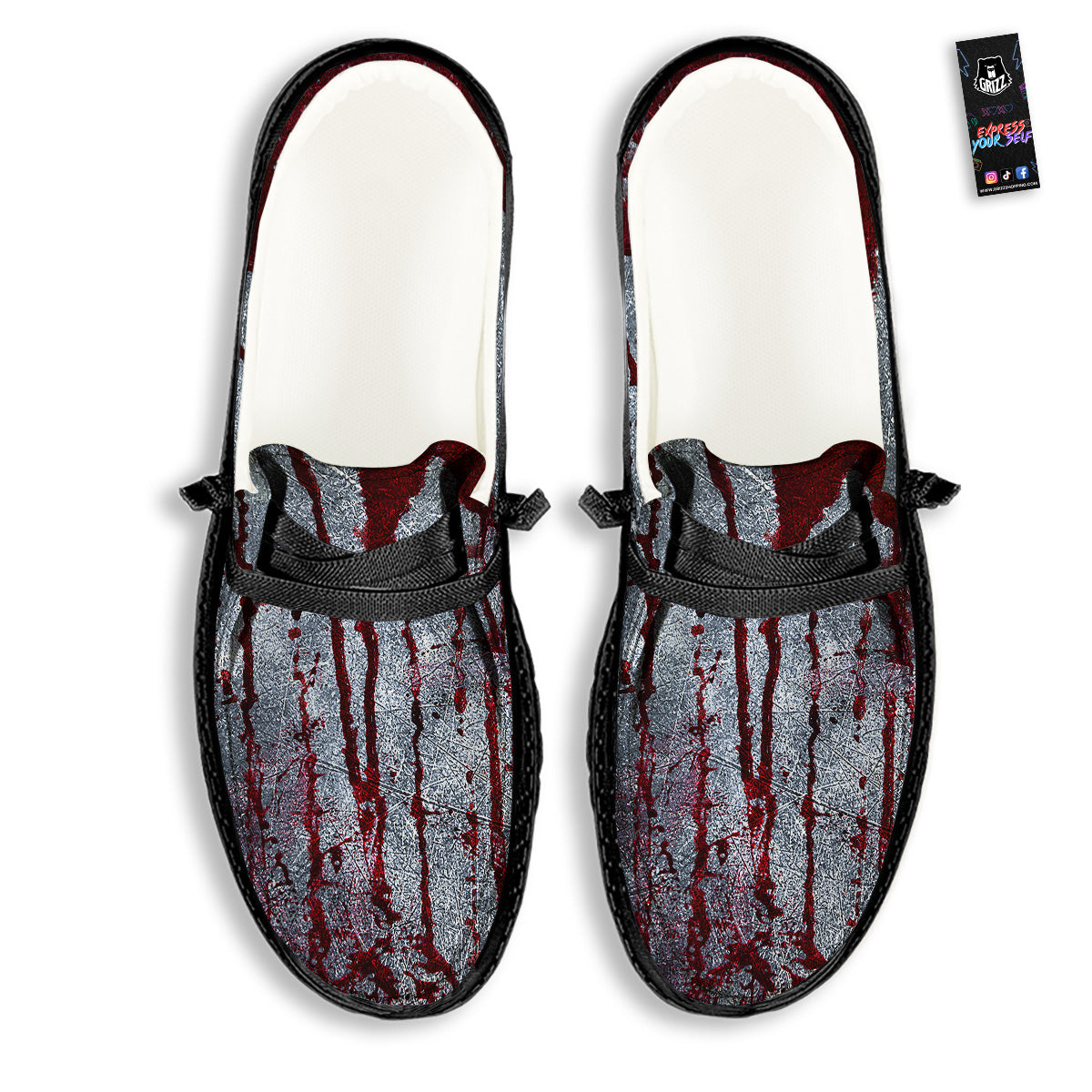 Bloody Metal Wall Print Black Loafers-grizzshop