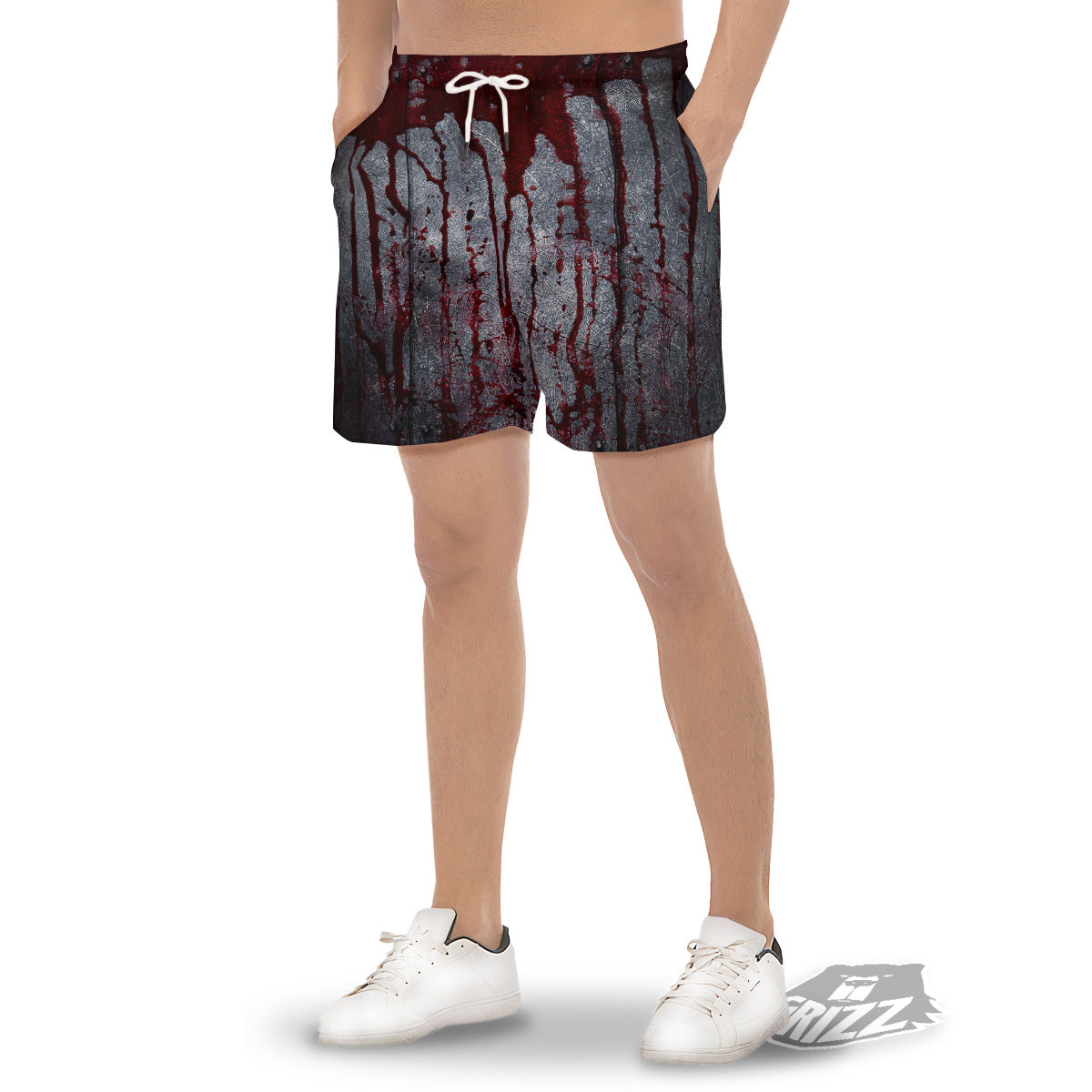 Bloody Metal Wall Print Men's Gym Shorts-grizzshop