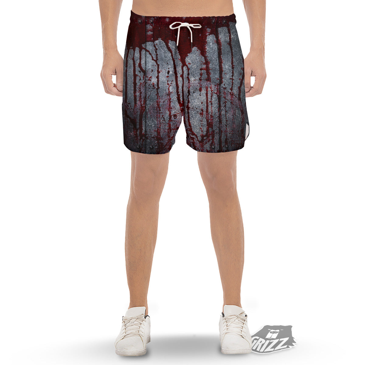 Bloody Metal Wall Print Men's Gym Shorts-grizzshop