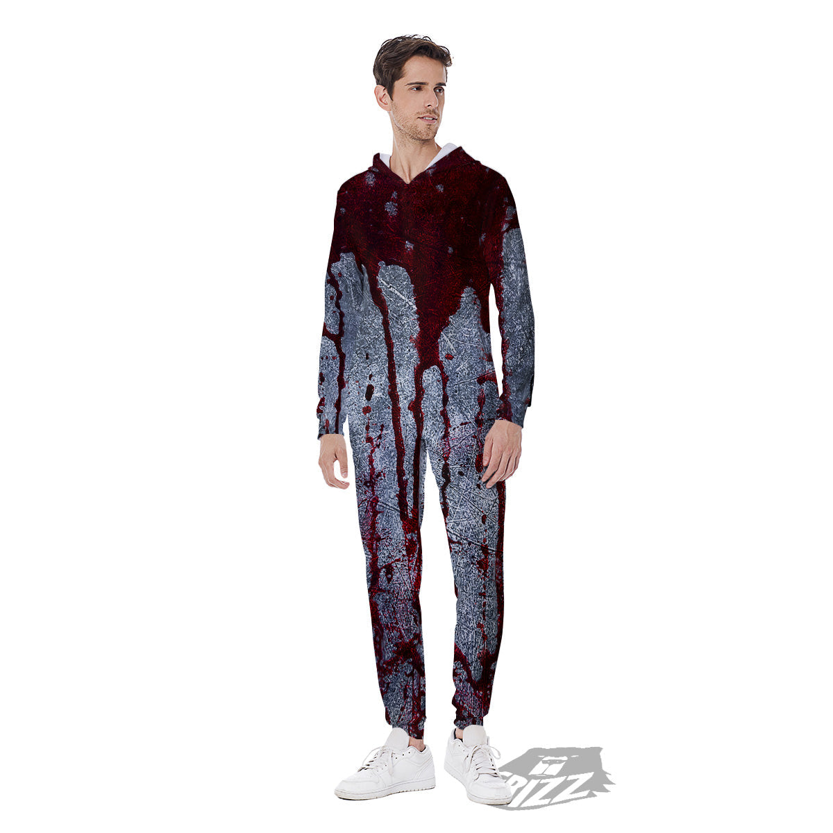 Bloody Metal Wall Print Men's Jumpsuit-grizzshop