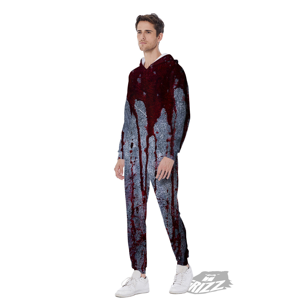 Bloody Metal Wall Print Men's Jumpsuit-grizzshop