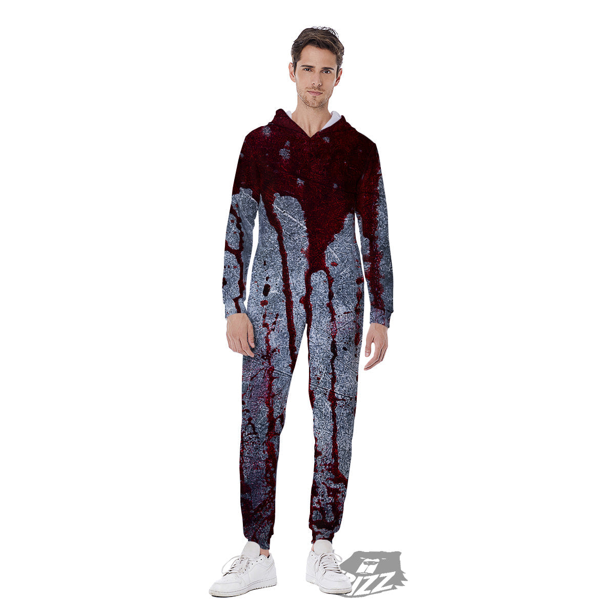 Bloody Metal Wall Print Men's Jumpsuit-grizzshop