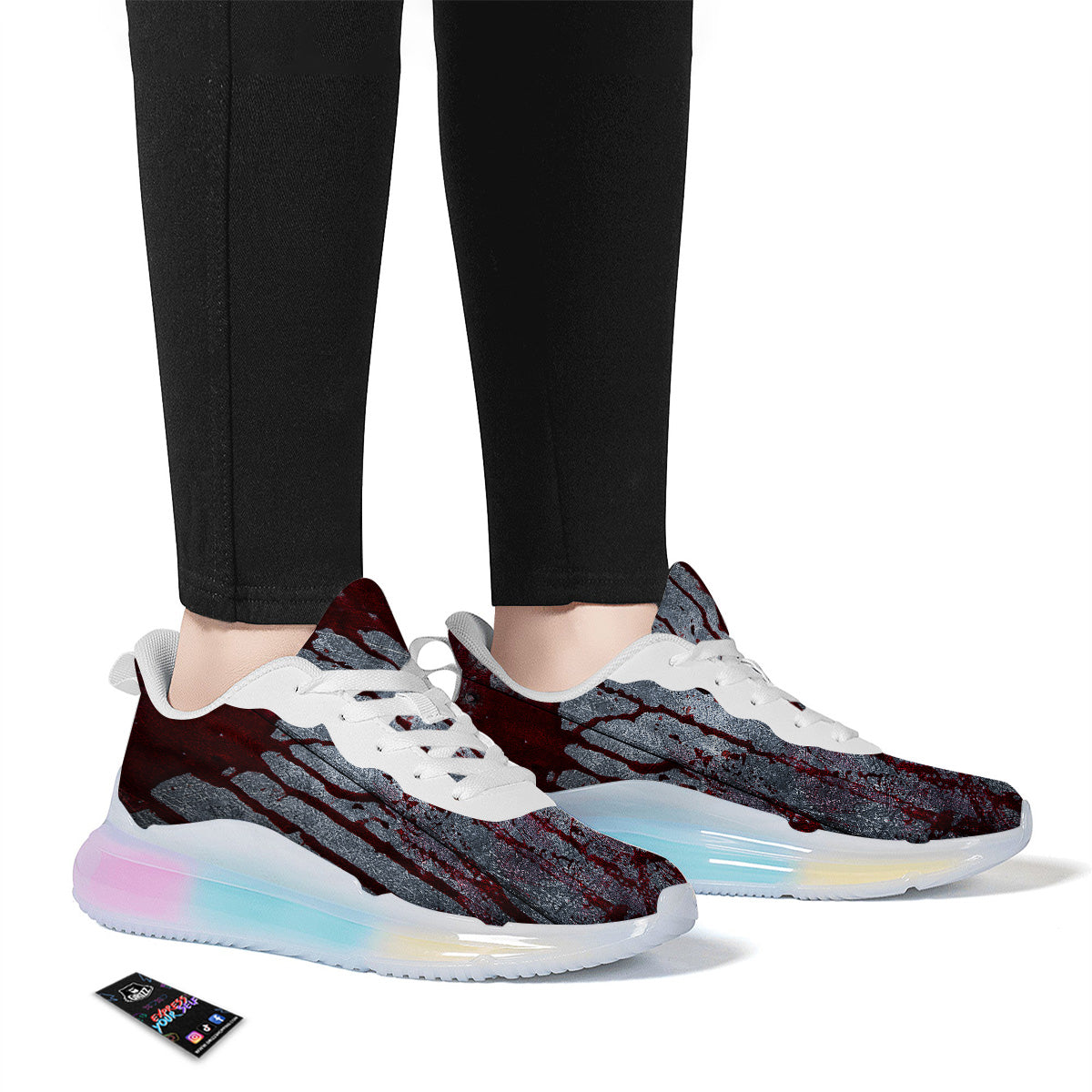 Bloody Metal Wall Print Running Sneakers-grizzshop