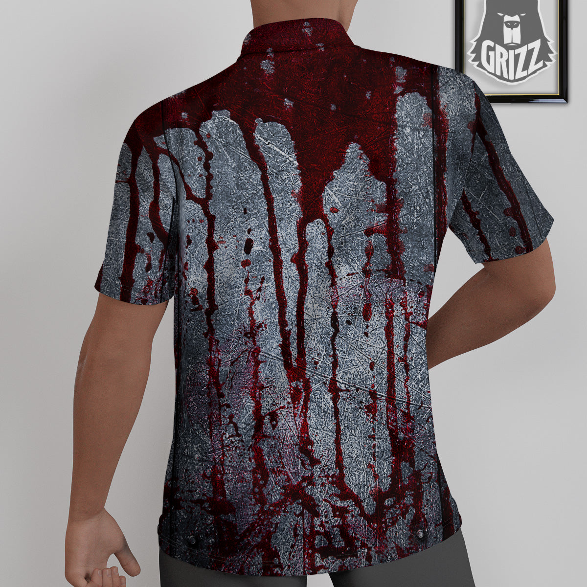 Bloody Metal Wall Print Untucked Shirts-grizzshop