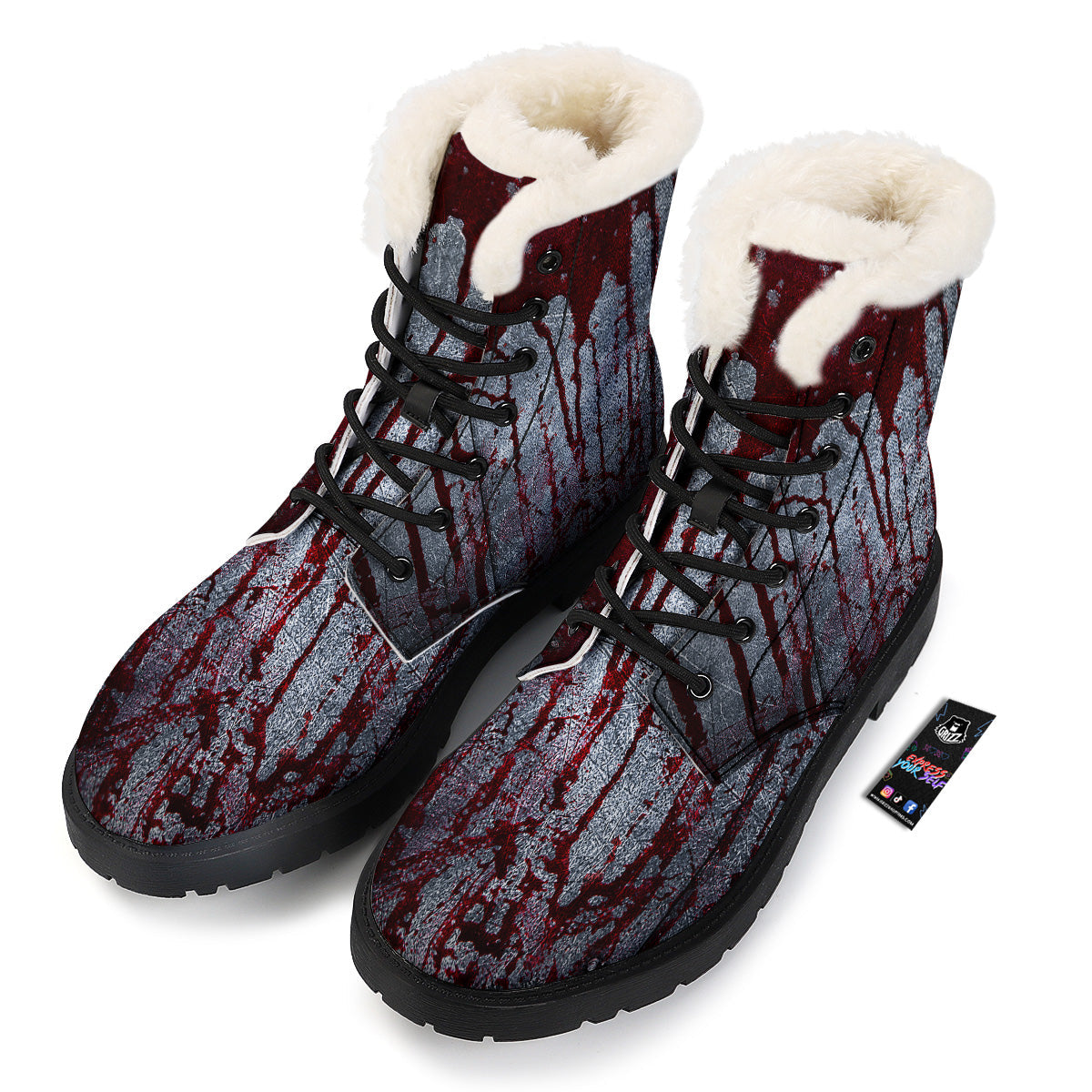 Bloody Metal Wall Print Winter Boots-grizzshop