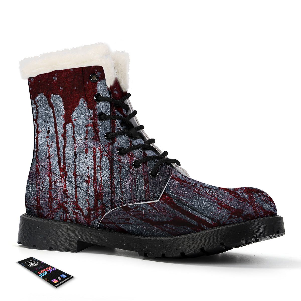 Bloody Metal Wall Print Winter Boots-grizzshop