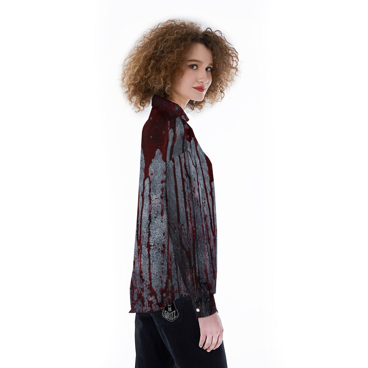 Bloody Metal Wall Print Women's Long Sleeve Shirts-grizzshop