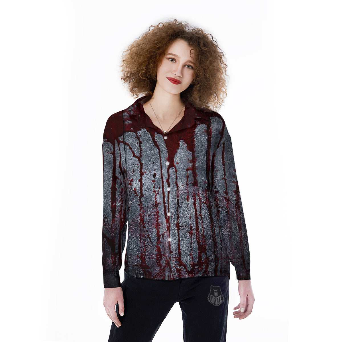 Bloody Metal Wall Print Women's Long Sleeve Shirts-grizzshop