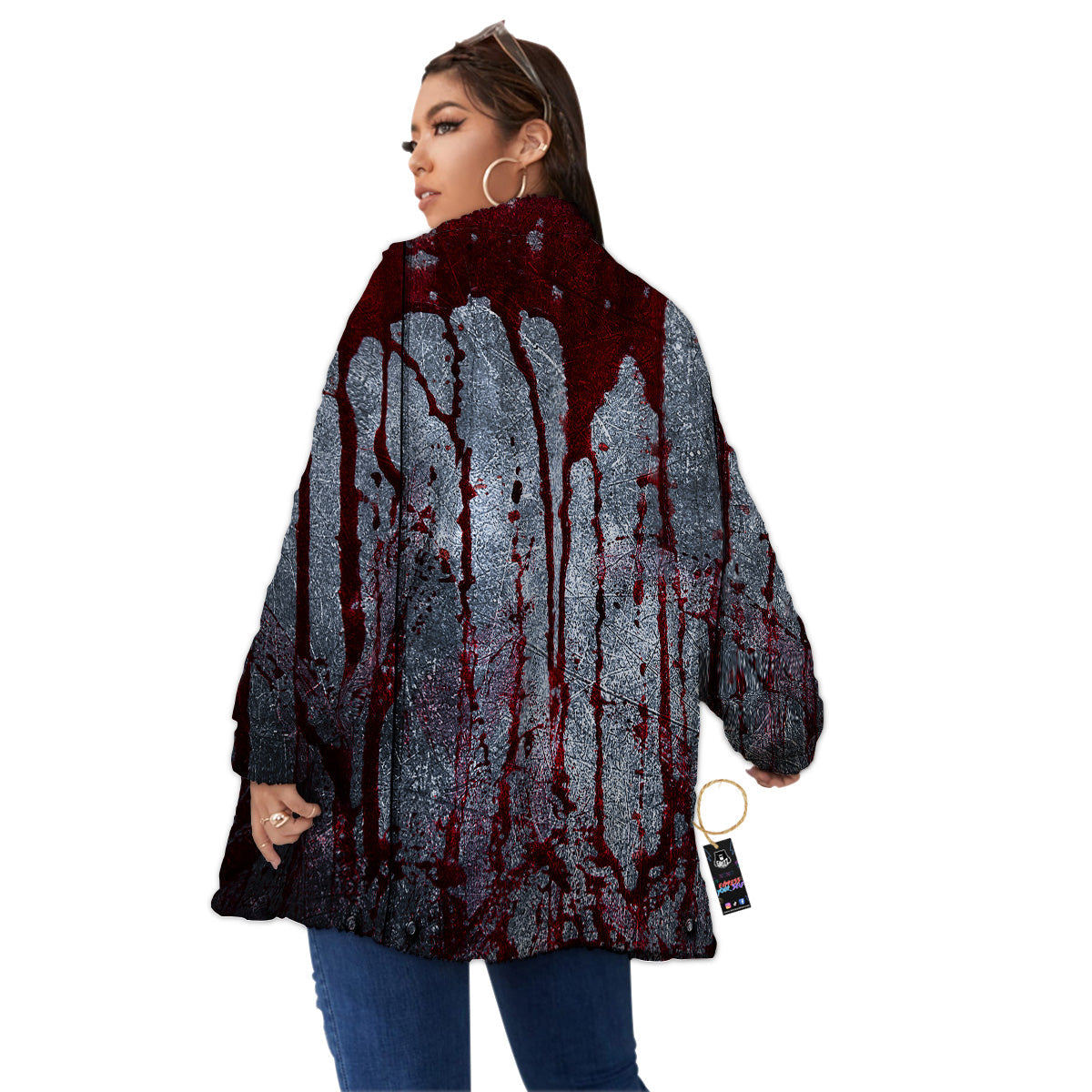 Bloody Metal Wall Print Women's Sherpa Jacket-grizzshop