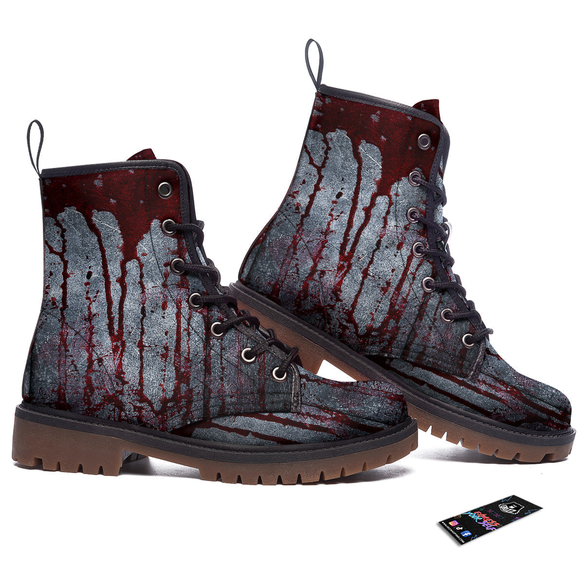 Bloody Metal Wall Print Work Boots-grizzshop