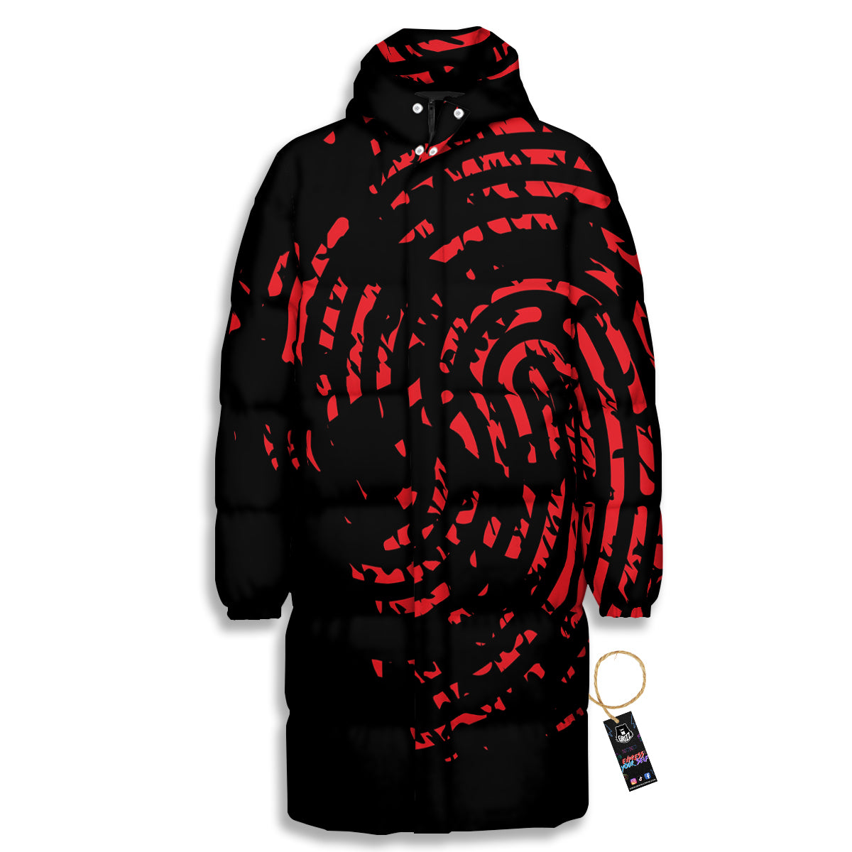 Bloody Finger Red Print Long Down Jacket