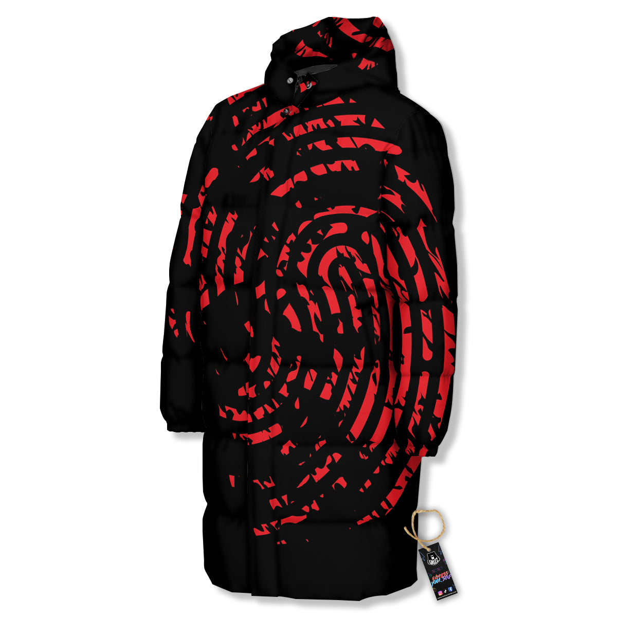 Bloody Finger Red Print Long Down Jacket