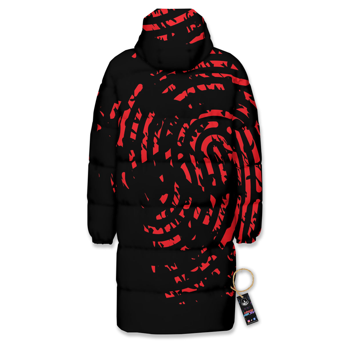 Bloody Finger Red Print Long Down Jacket