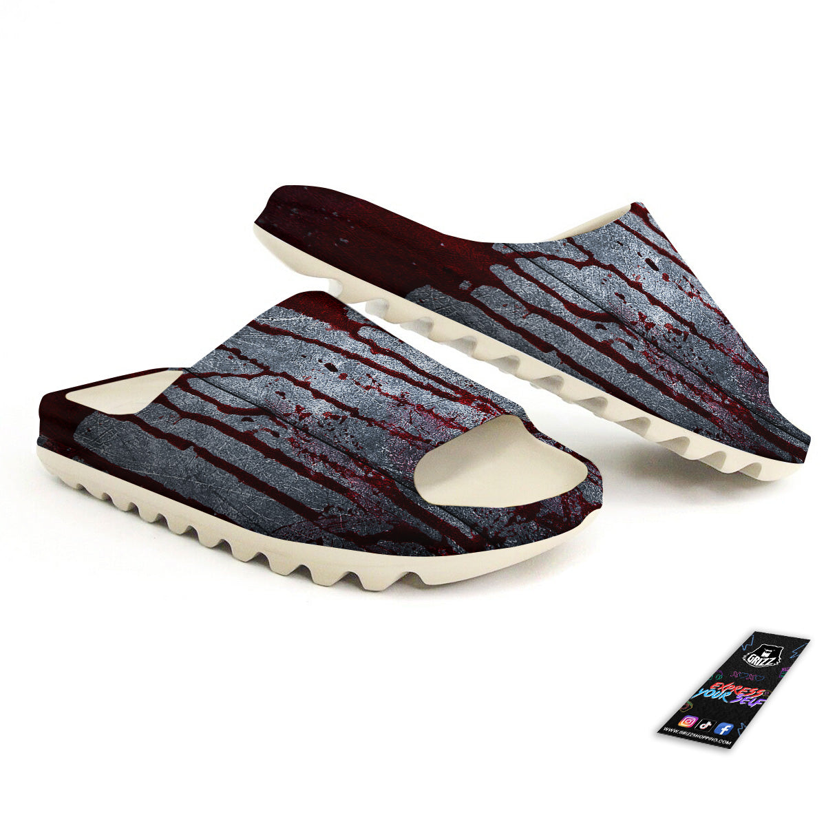Bloody Metal Wall Print Sandals-grizzshop