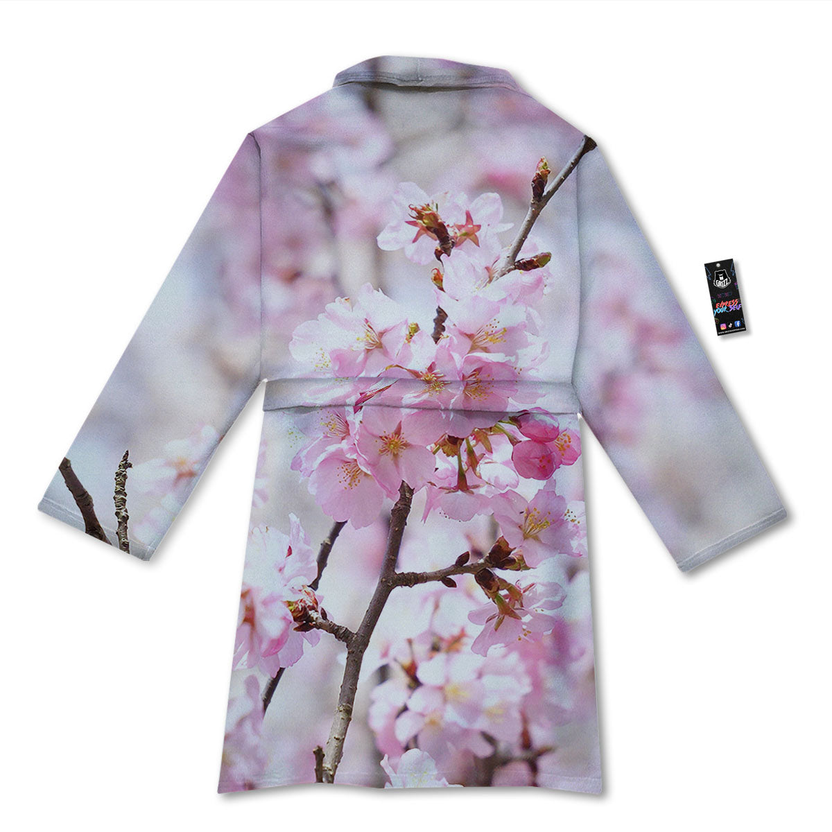 Blossom Spring Cherry Print Bathrobe-grizzshop
