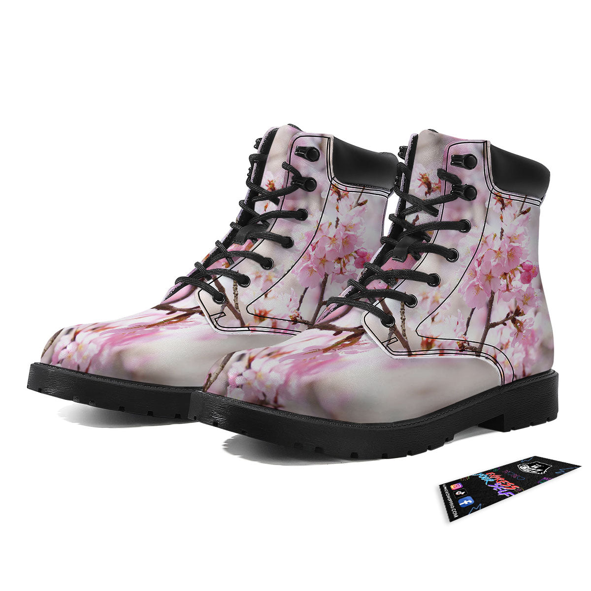 Blossom Spring Cherry Print Boots-grizzshop