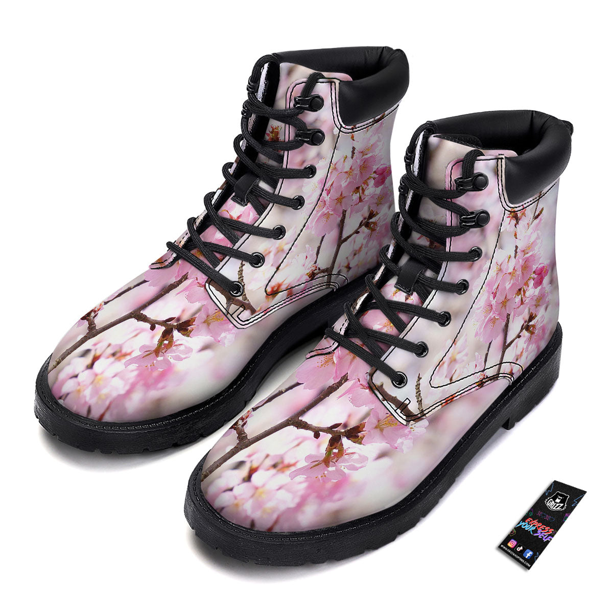 Blossom Spring Cherry Print Boots-grizzshop