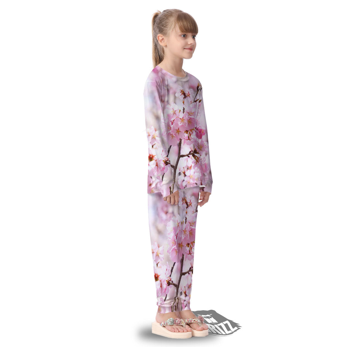 Blossom Spring Cherry Print Kid's Pajamas-grizzshop