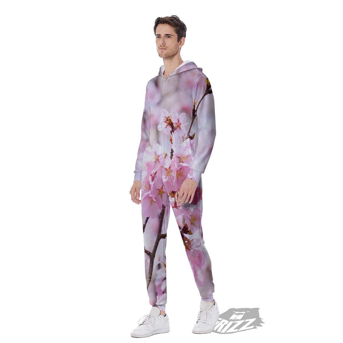 Blossom Spring Cherry Print Men's Jumpsuit-grizzshop