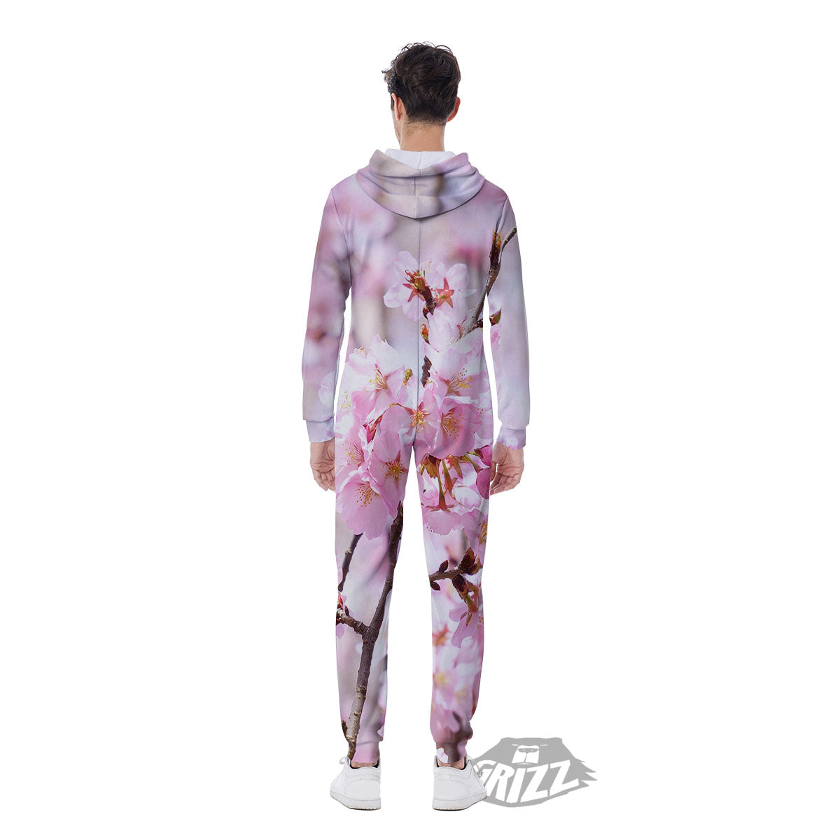 Blossom Spring Cherry Print Men's Jumpsuit-grizzshop