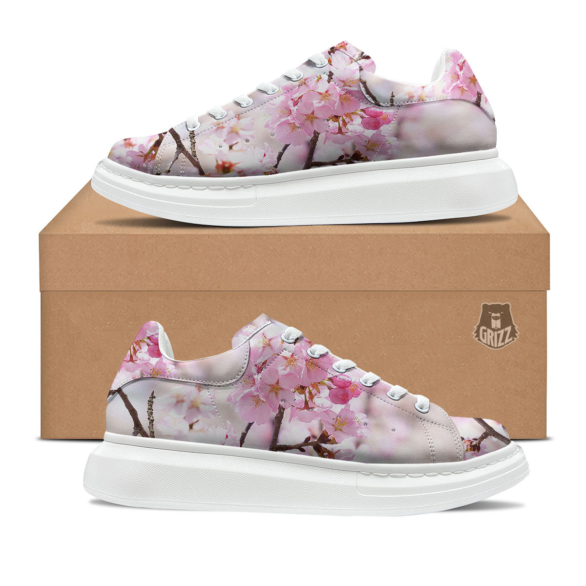 Blossom Spring Cherry Print Platform Shoes-grizzshop