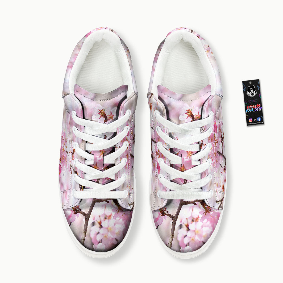 Blossom Spring Cherry Print Platform Shoes-grizzshop