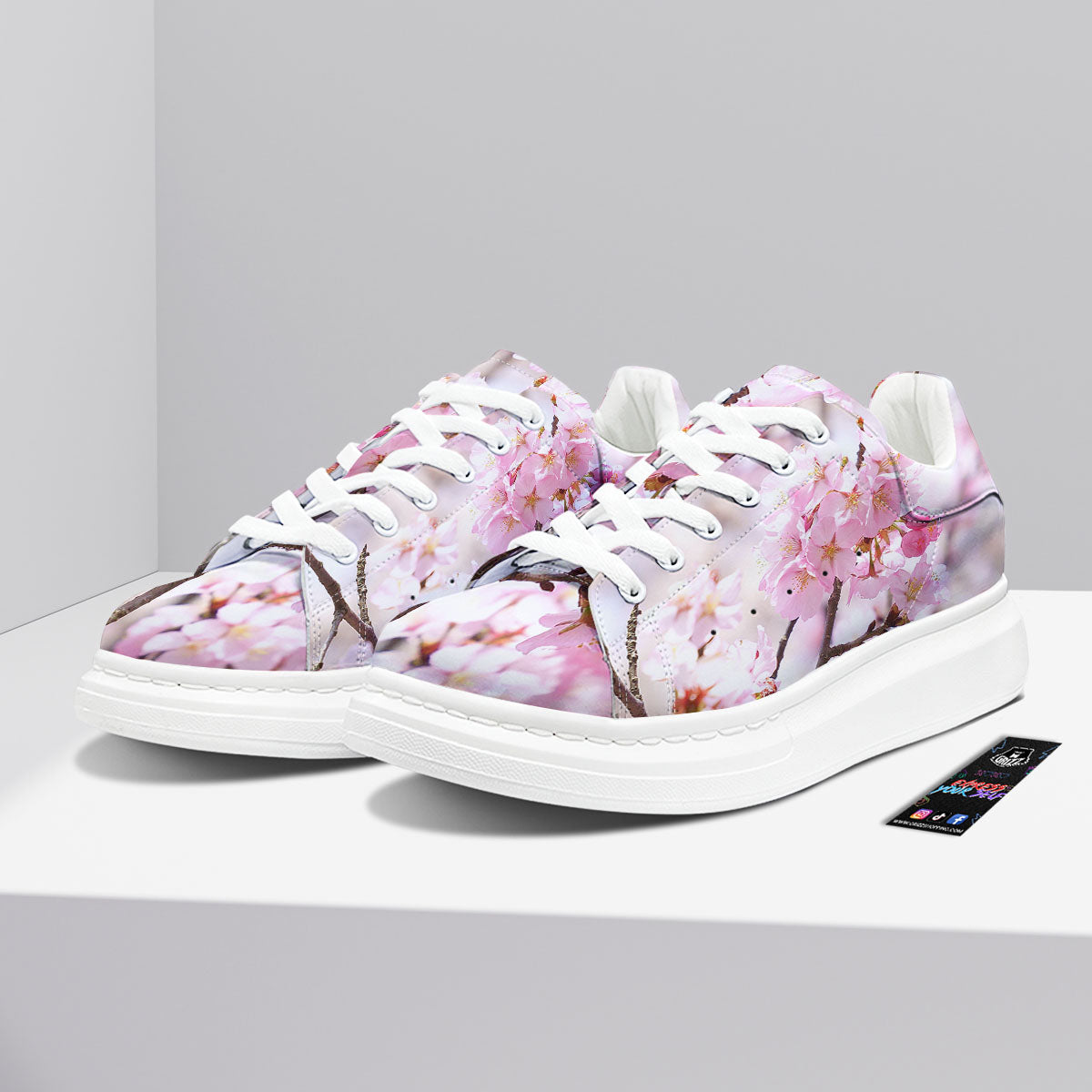 Blossom Spring Cherry Print Platform Shoes-grizzshop