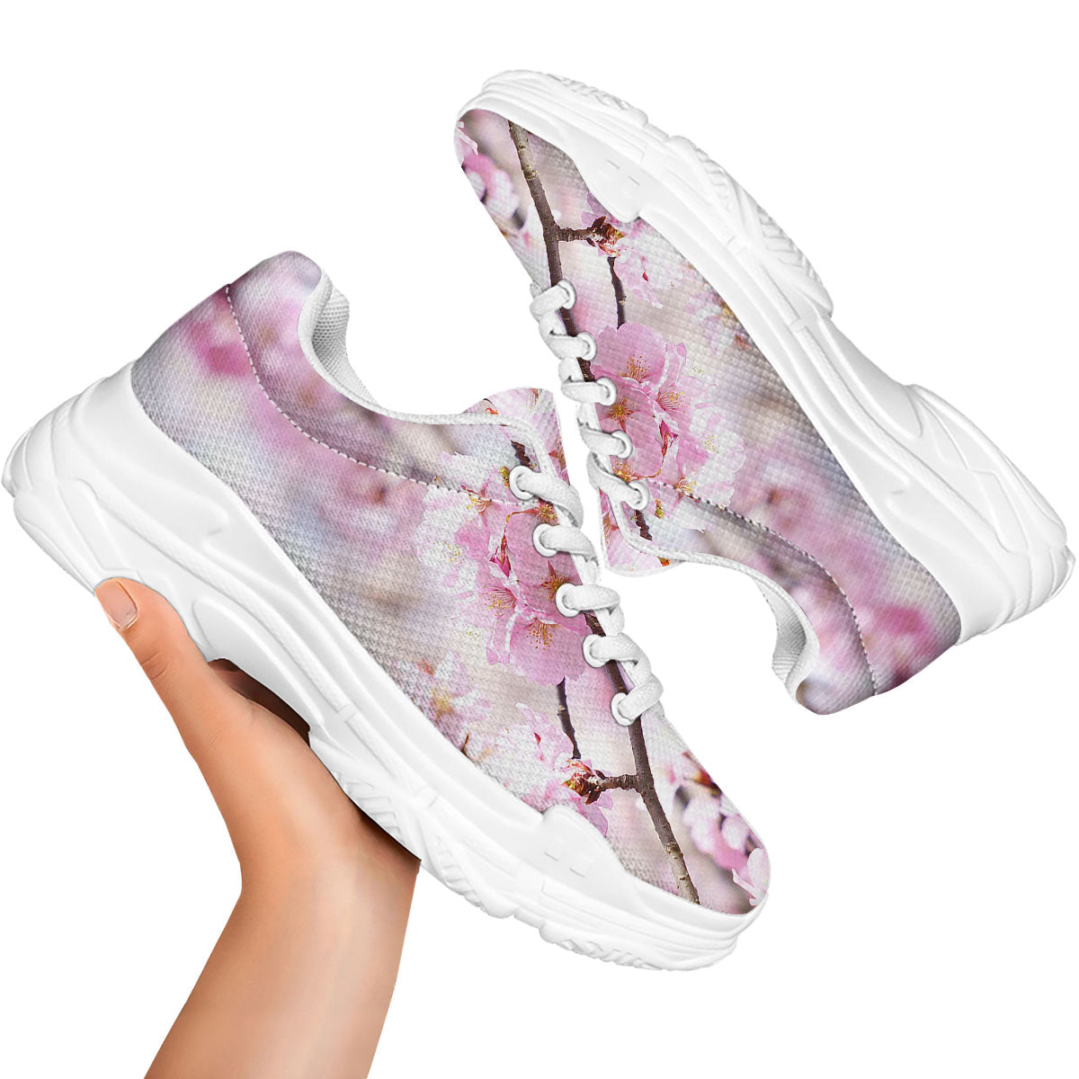 Blossom Spring Cherry Print White Chunky Shoes-grizzshop