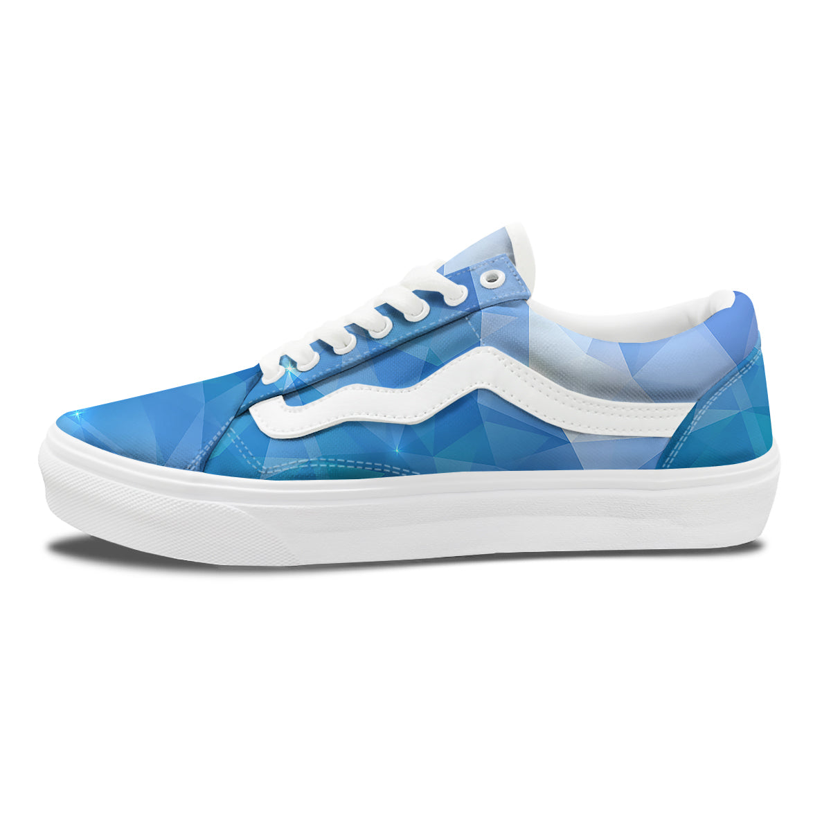 Blue Abstract Shining Ice Print Skate Shoes-grizzshop