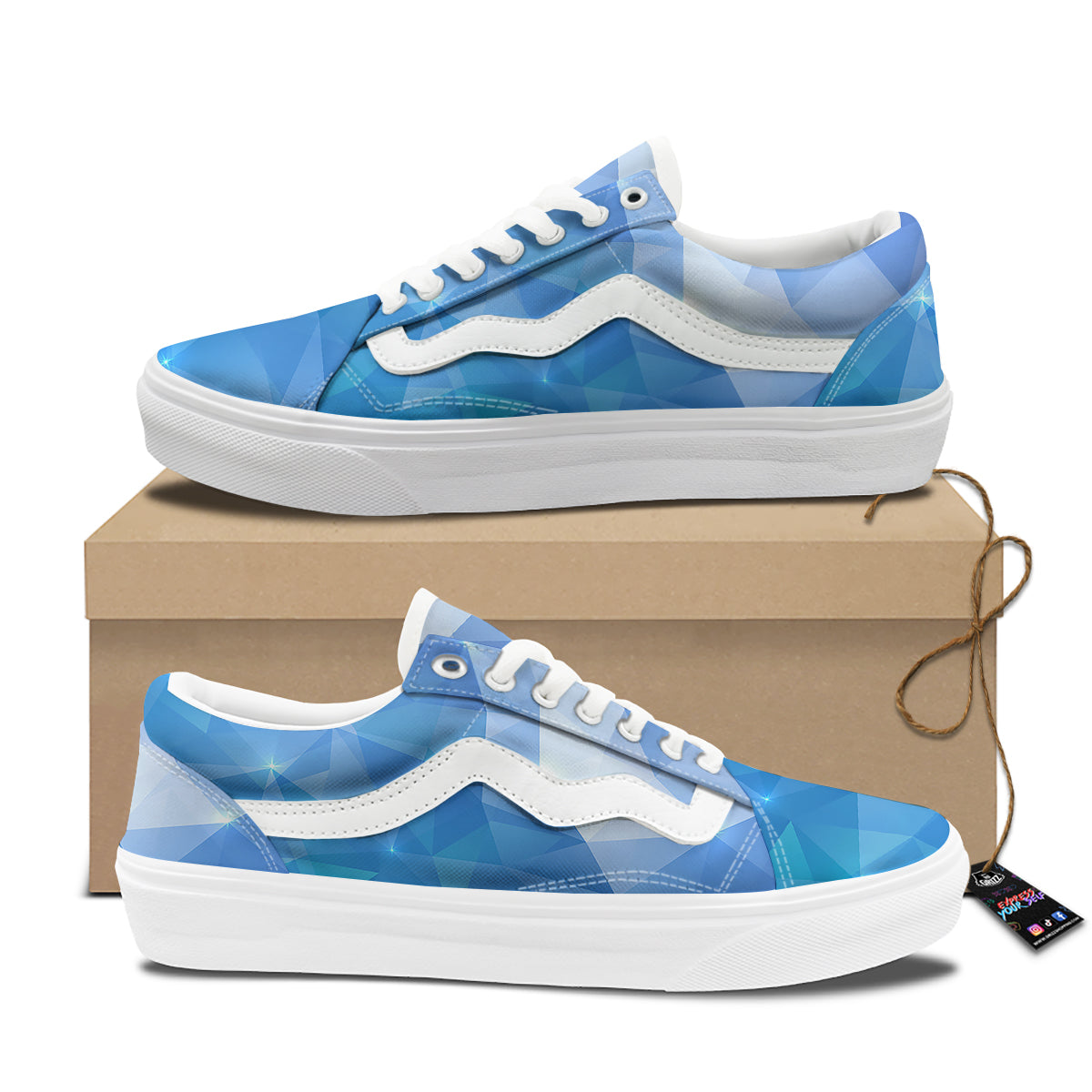 Blue Abstract Shining Ice Print Skate Shoes-grizzshop