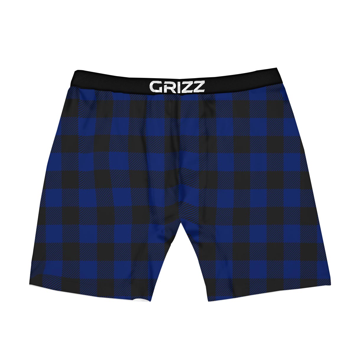 Blue And Black Steel Buffalo Check Print Pattern Boxer Briefs-grizzshop