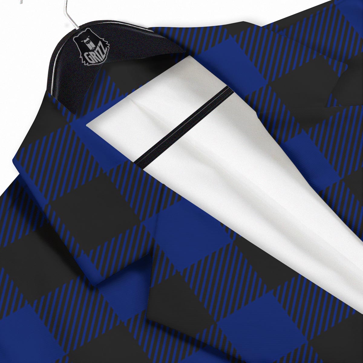 Blue And Black Steel Buffalo Check Print Pattern Men's Sport Coat-grizzshop