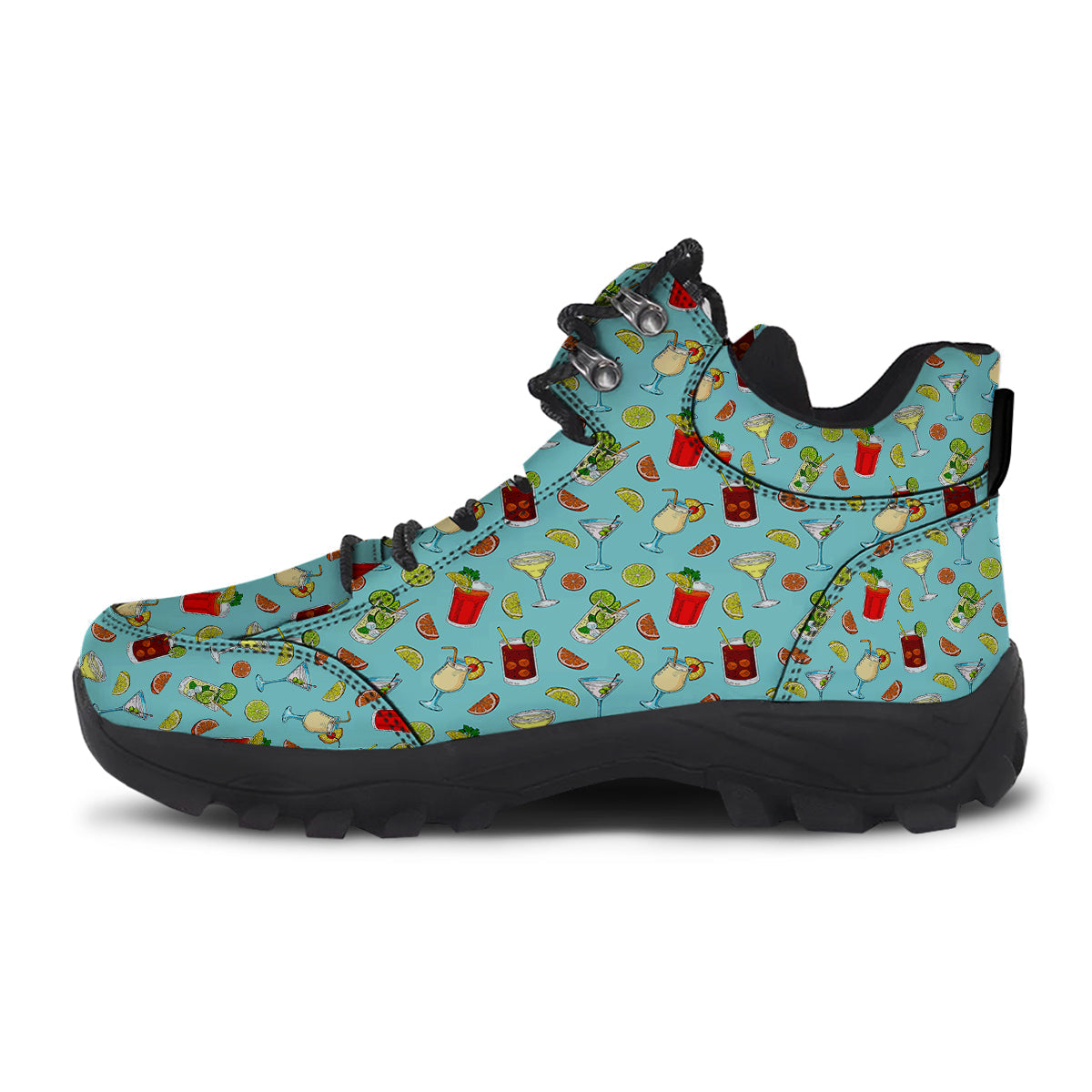 Blue And Cocktail Print Pattern Hiking Shoes-grizzshop