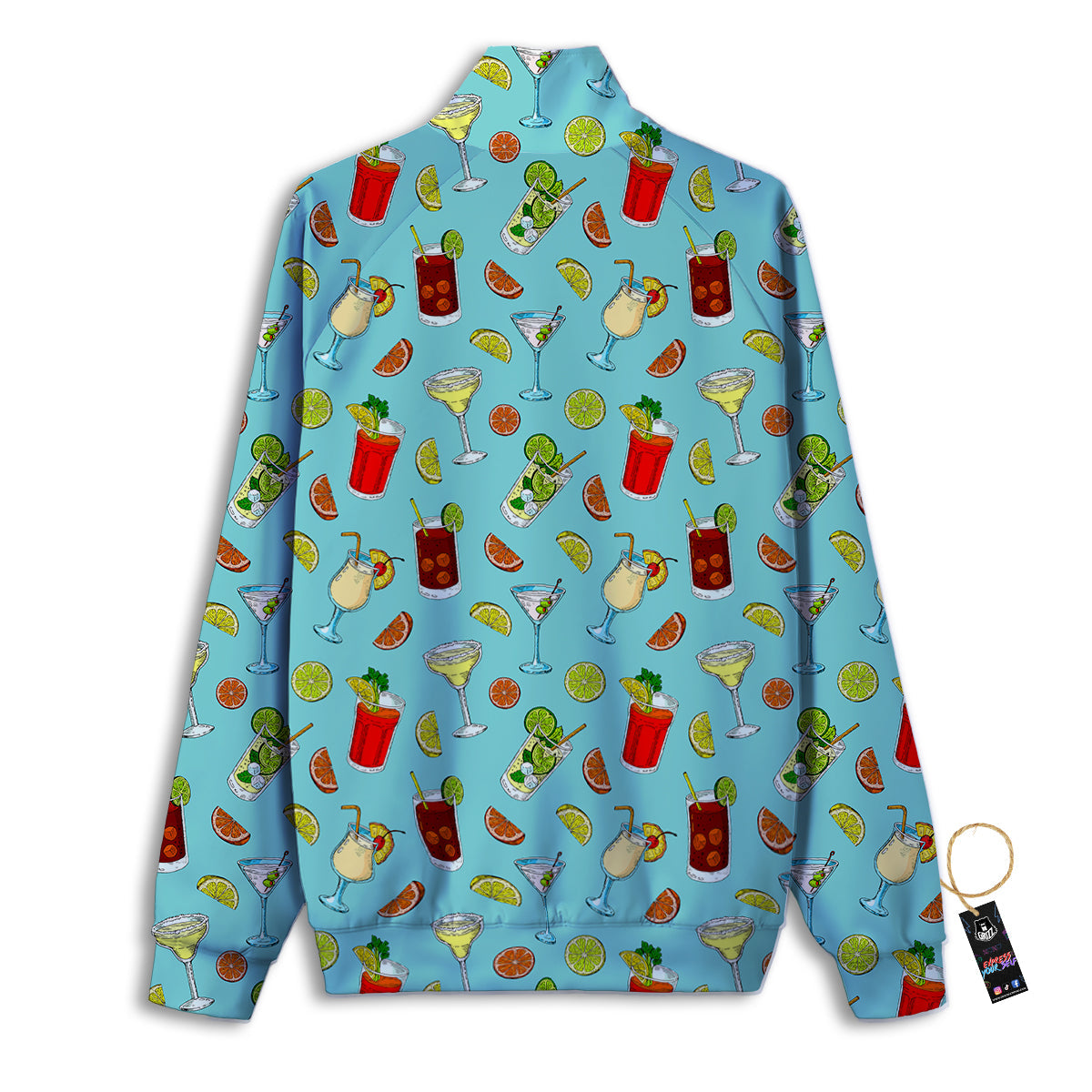 Blue And Cocktail Print Pattern Track Jacket-grizzshop