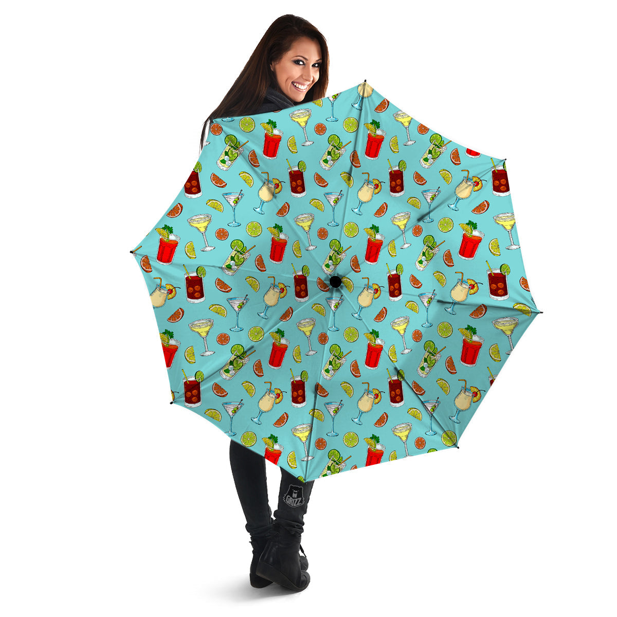 Blue And Cocktail Print Pattern Umbrella-grizzshop