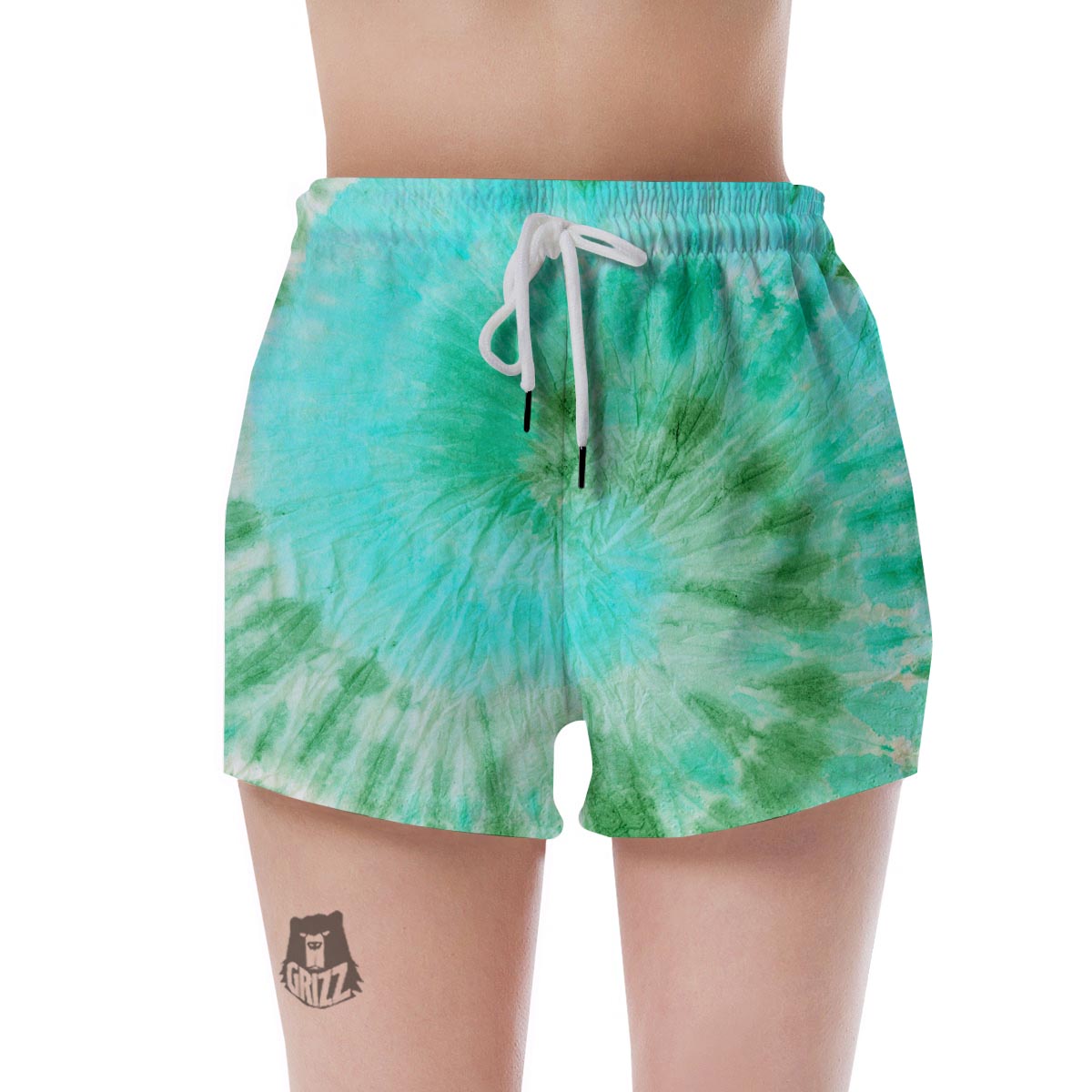 Blue And Green Tie Dye Women's Shorts-grizzshop