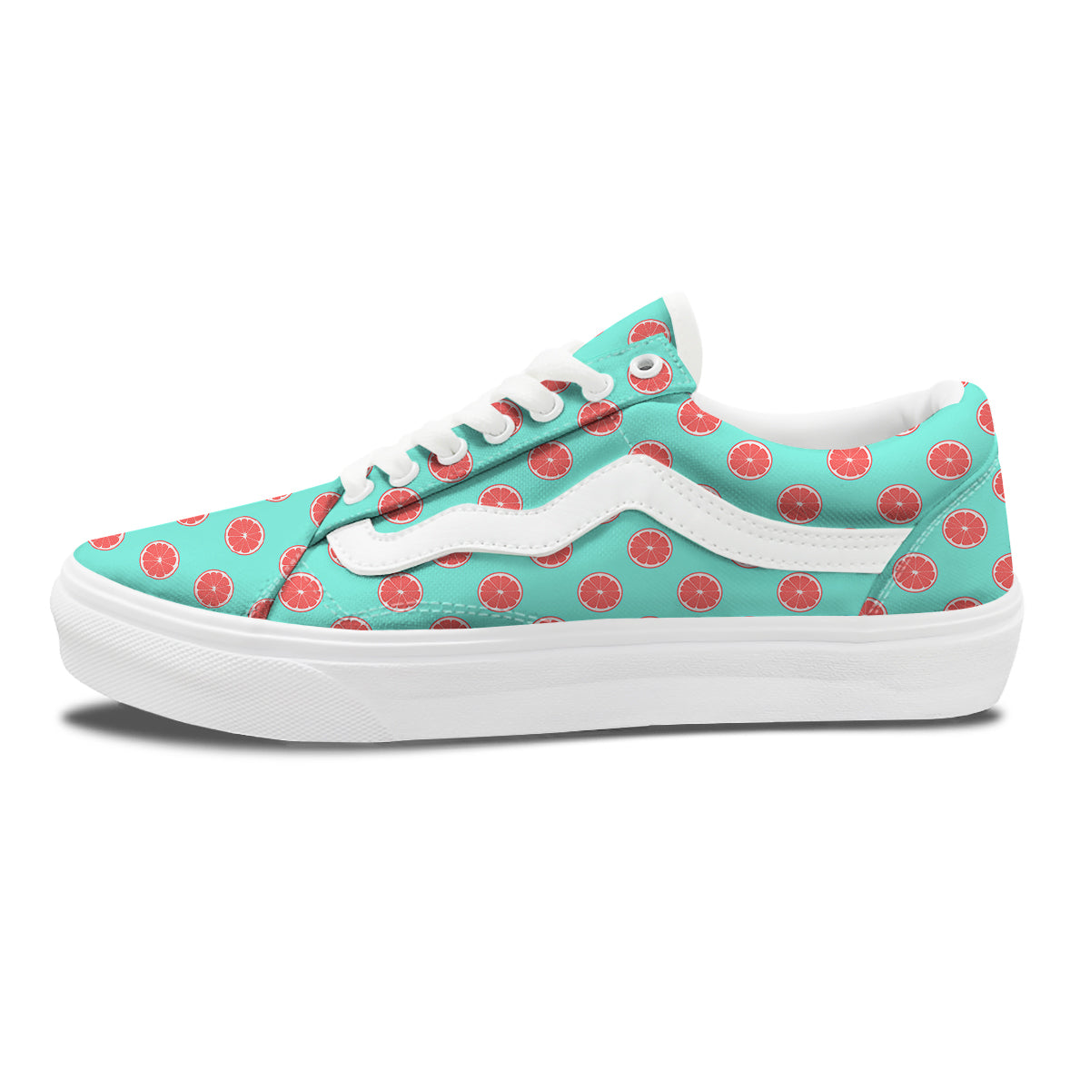 Blue And Pink Grapefruit Sliced Print Pattern Skate Shoes-grizzshop