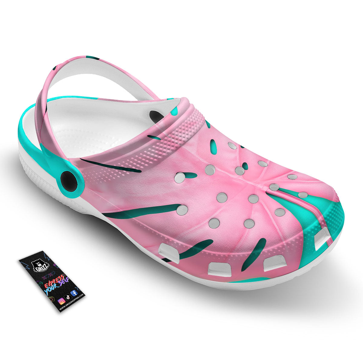 Blue And Pink Tropical Palm Leaf Print Clog-grizzshop