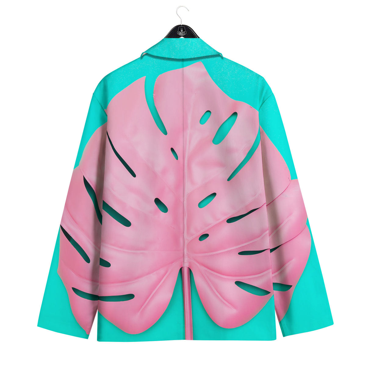 Blue And Pink Tropical Palm Leaf Print Men's Sport Coat-grizzshop