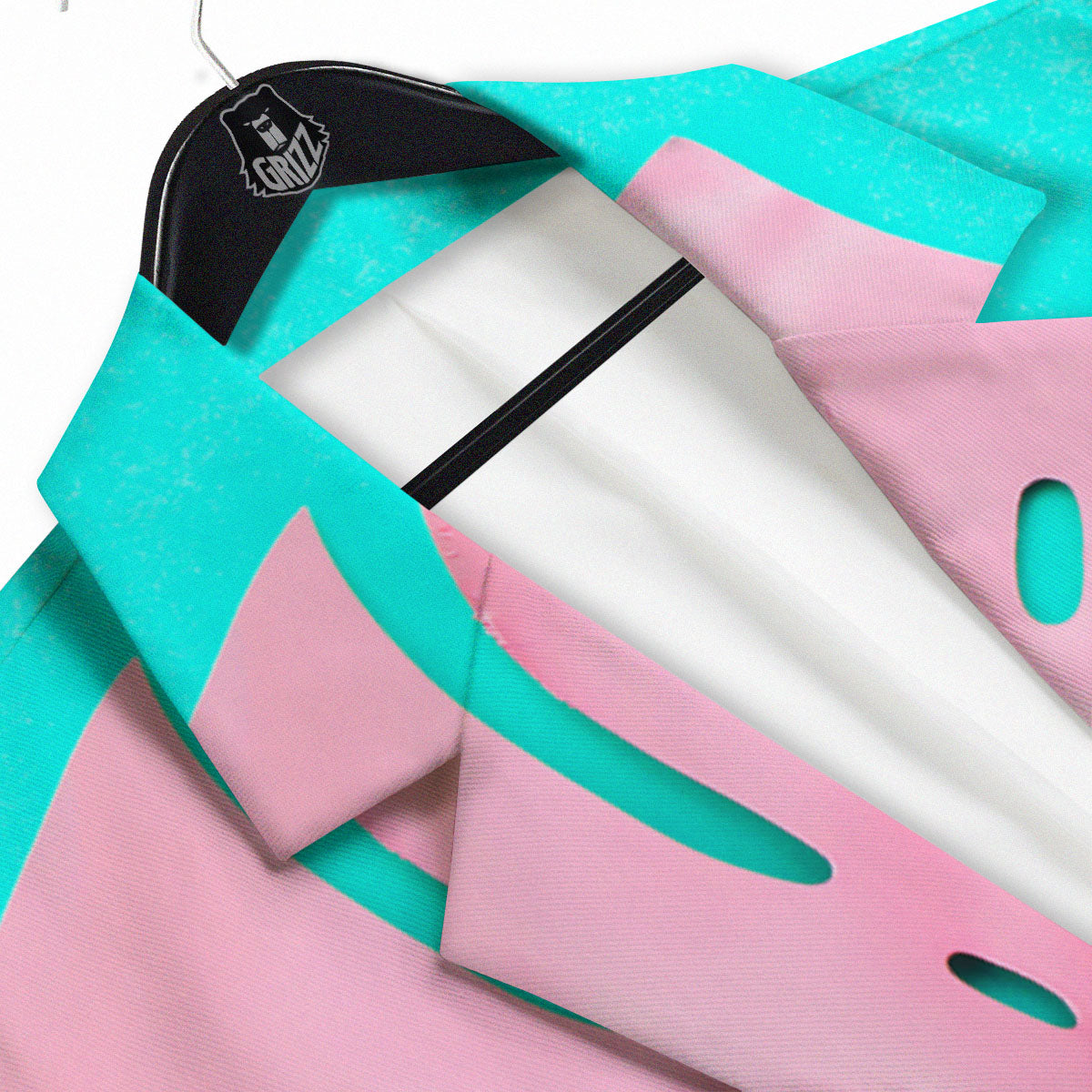 Blue And Pink Tropical Palm Leaf Print Men's Sport Coat-grizzshop