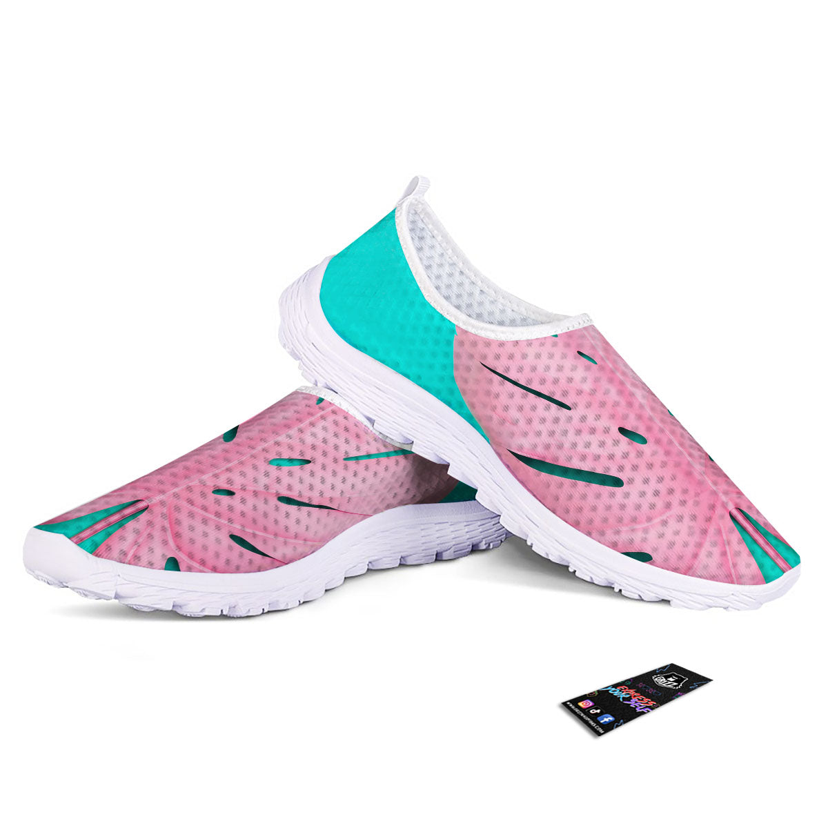 Blue And Pink Tropical Palm Leaf Print Nurse Shoes-grizzshop