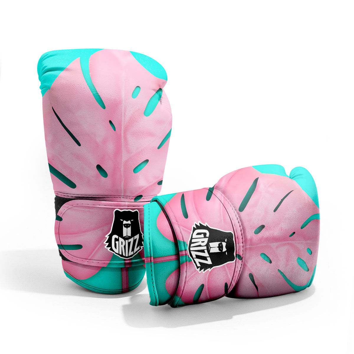 Blue And Pink Tropical Palm Leaf Print Pro Boxing Glove