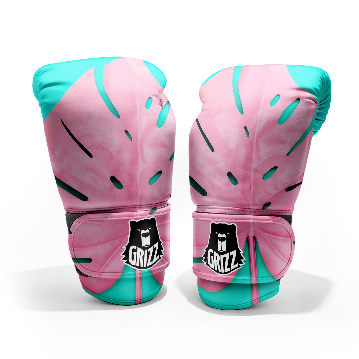Blue And Pink Tropical Palm Leaf Print Pro Boxing Glove