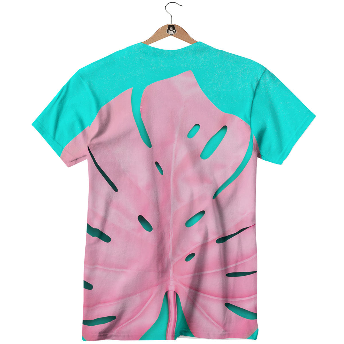 Blue And Pink Tropical Palm Leaf Print T-Shirt-grizzshop