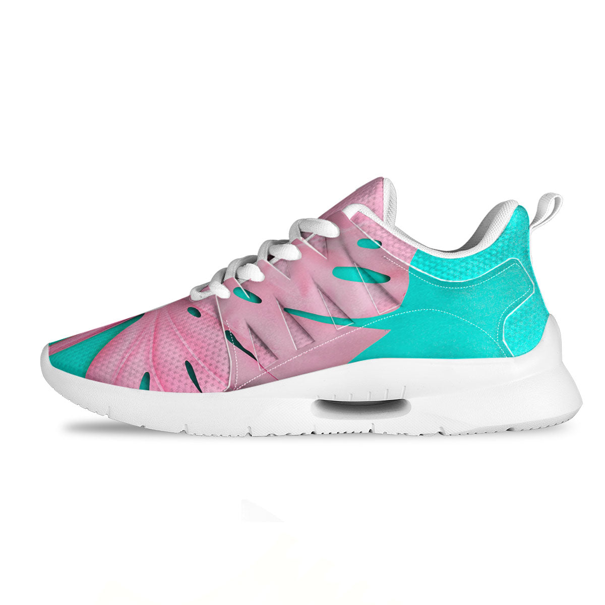 Blue And Pink Tropical Palm Leaf Print Tennis Shoes-grizzshop