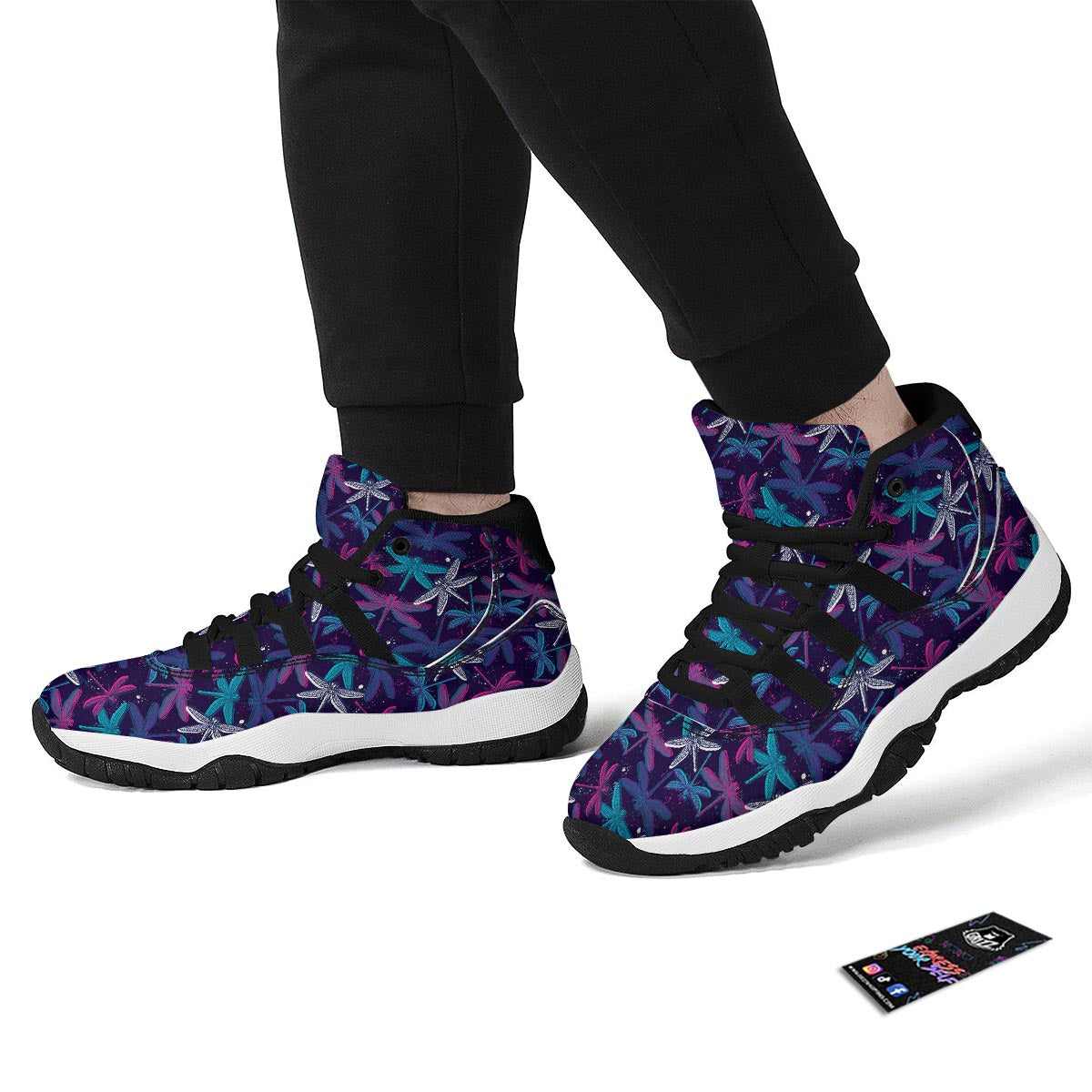 Blue And Purple Dragonfly Black Bball Shoes-grizzshop