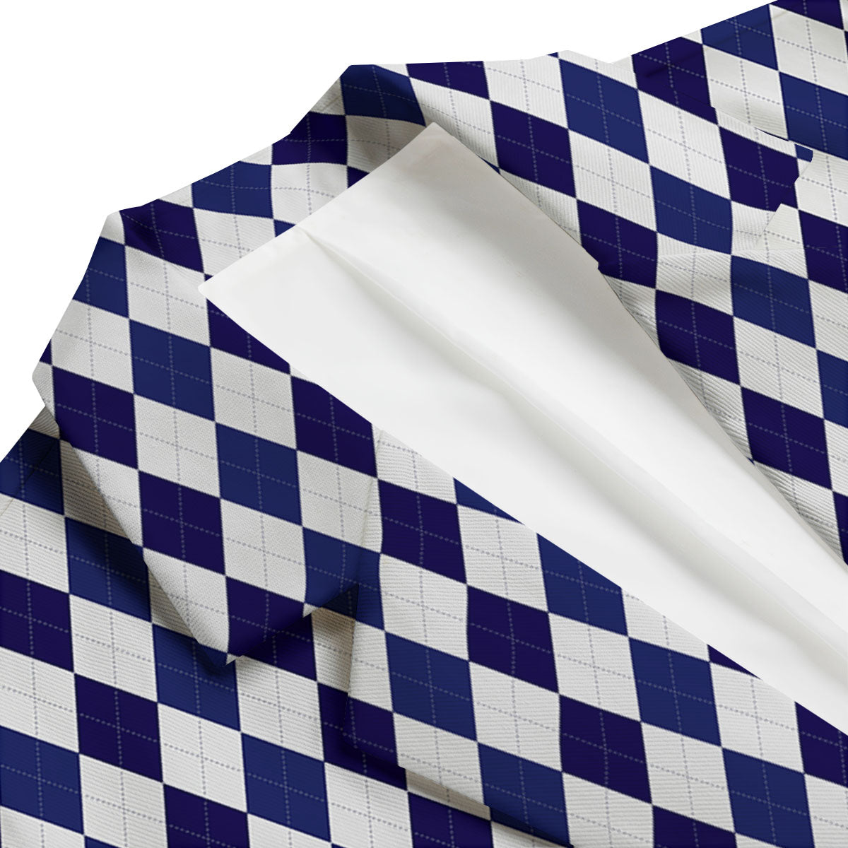 Blue And White Navy Argyle Print Pattern Men's Blazer-grizzshop