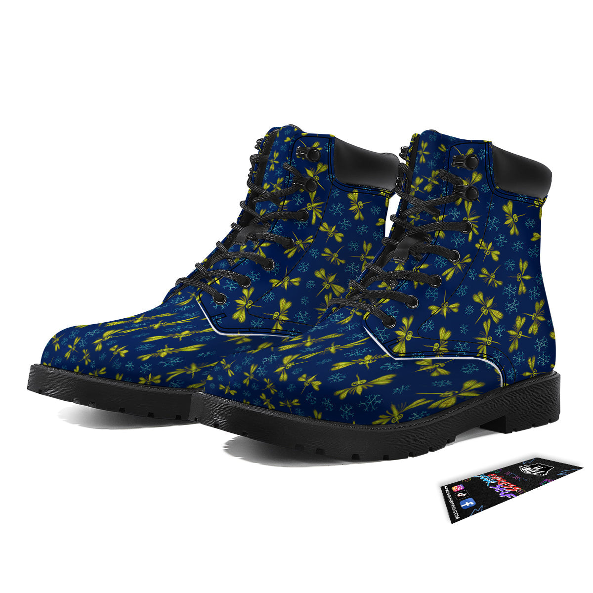 Blue And Yellow Mosquito Flying Print Pattern Boots-grizzshop