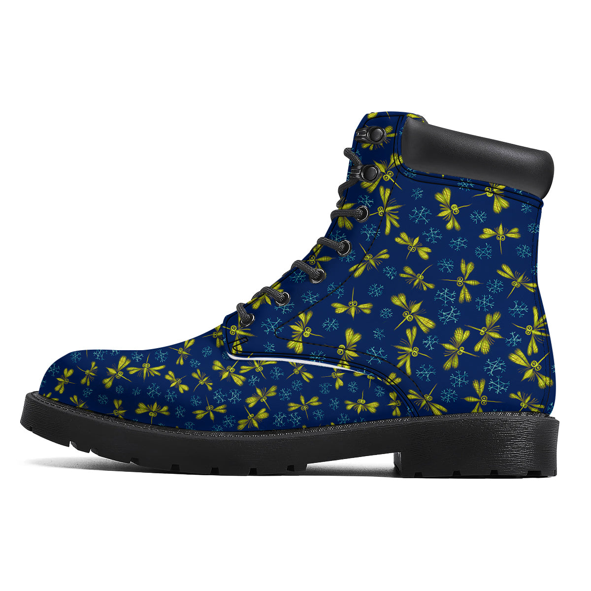 Blue And Yellow Mosquito Flying Print Pattern Boots-grizzshop